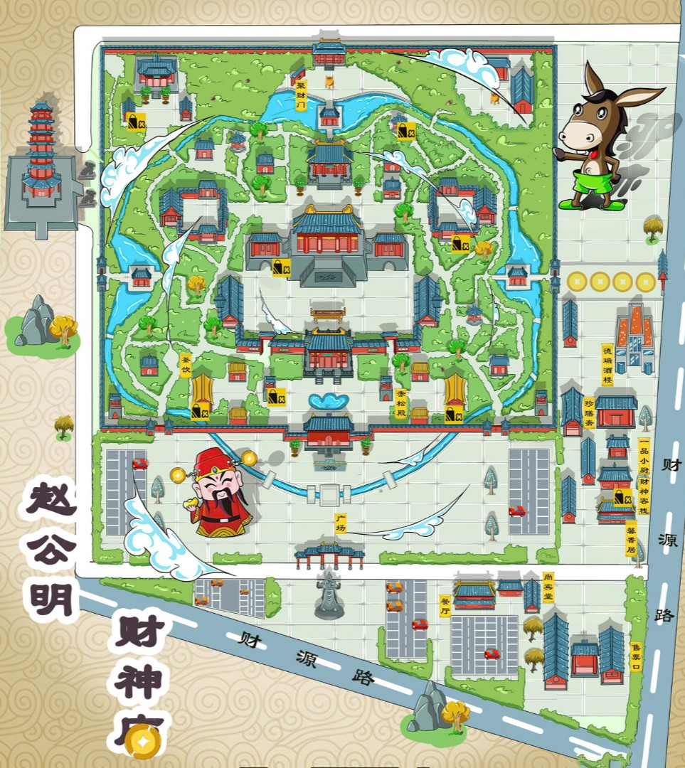 大田镇寺庙类手绘地图